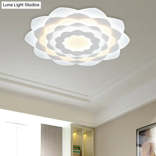 Contemporary Flower-Shaped Led Flushmount Ceiling Light For Bedroom - 16/19.5 Wide White / 16