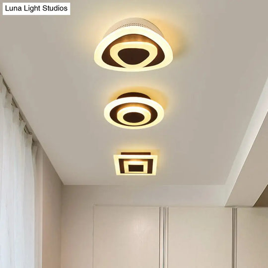 Contemporary Flush Ceiling Light: Geometric Acrylic Led Fixture