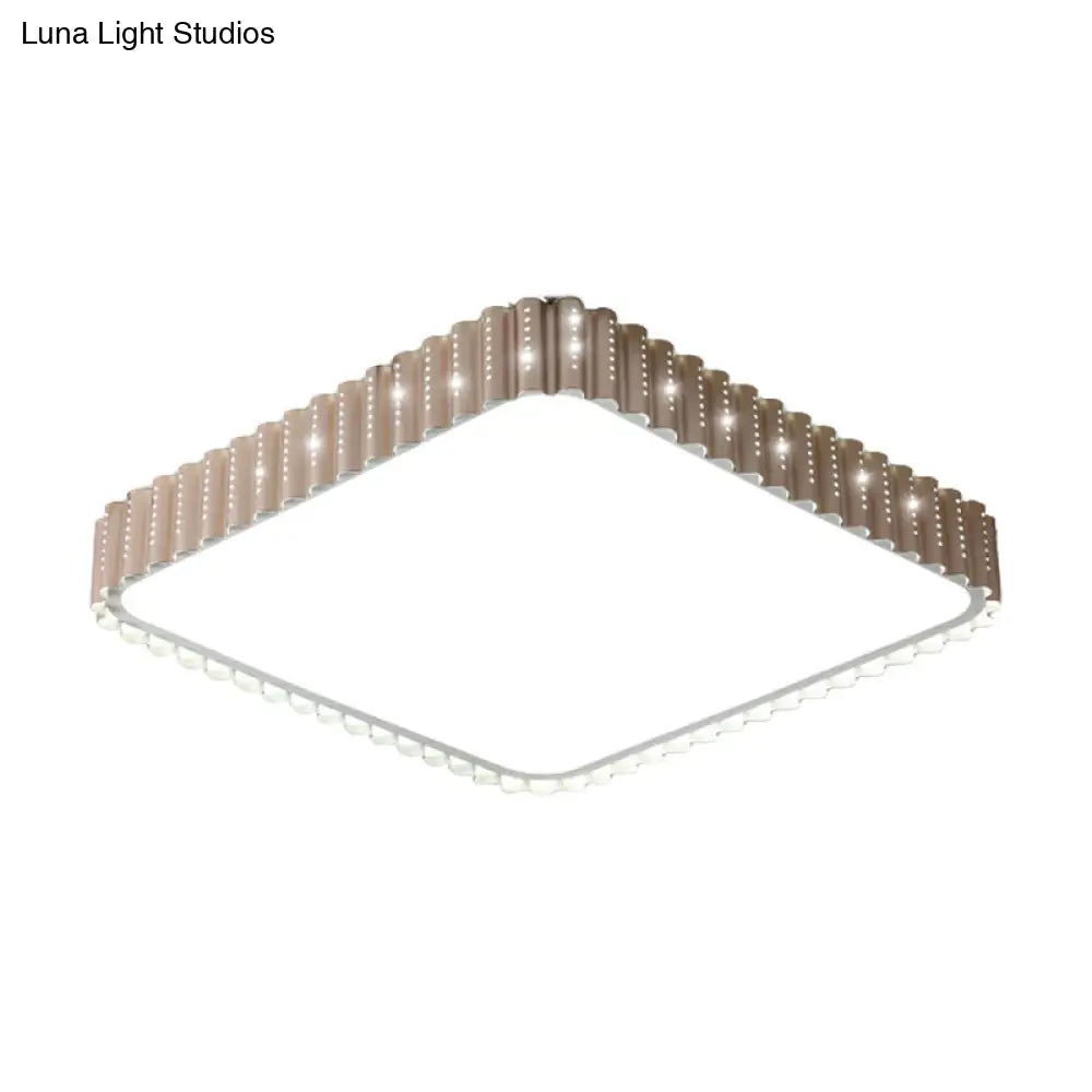 Contemporary Flush Mount Led Lamp - White/Gold Rectangular Ceiling Light Acrylic Shade Warm/White