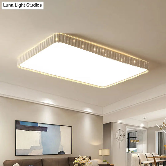 Contemporary Flush Mount Led Lamp - White/Gold Rectangular Ceiling Light Acrylic Shade Warm/White