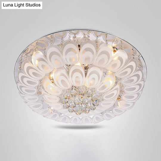 Contemporary Flush Mount Lighting Fixture With Crystal Balls And Peacock Feather Design - 8/10