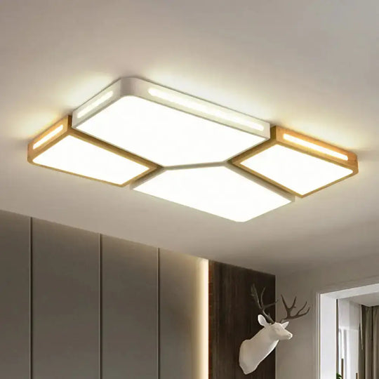 Contemporary Flush Mount Wooden Led Ceiling Light - 35.5’/45’ Wide Grey/White/Green White / 35.5’