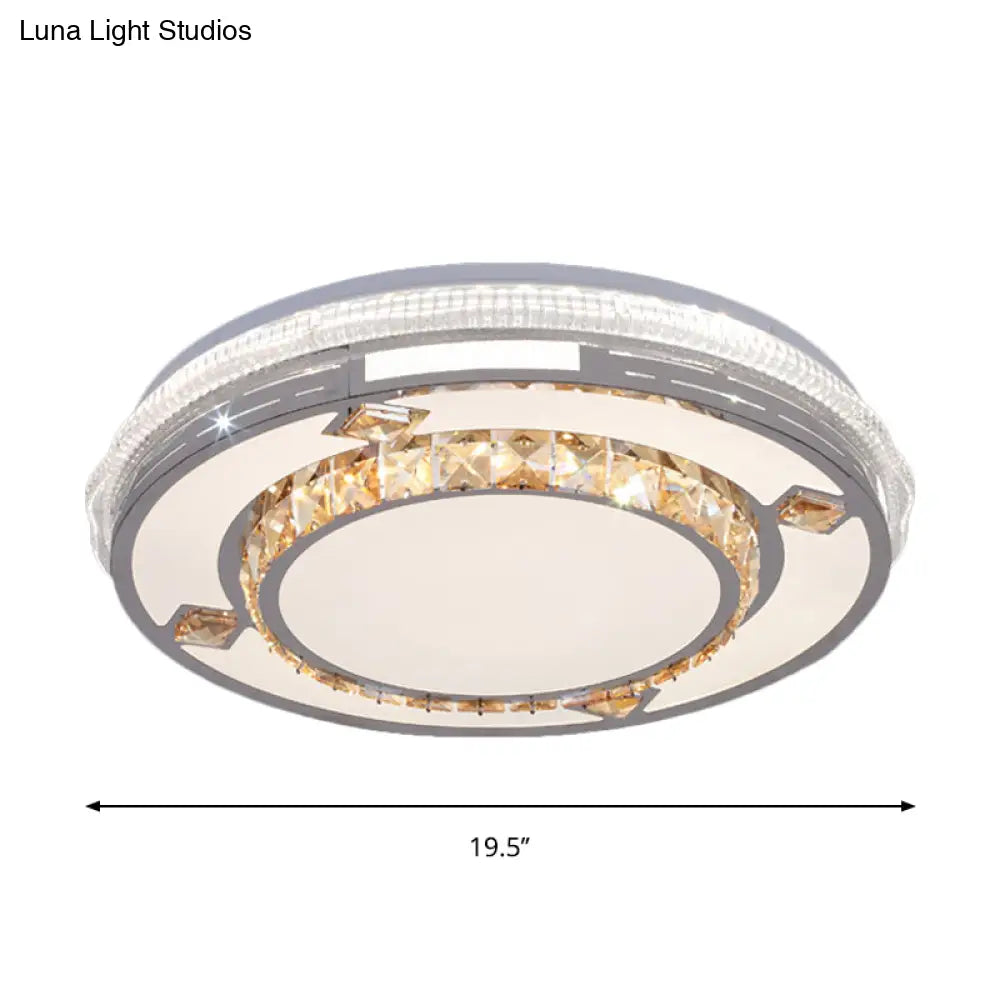 Contemporary Flushmount Ceiling Light With Led Crystals In White Heart/Floral/Circle Pattern