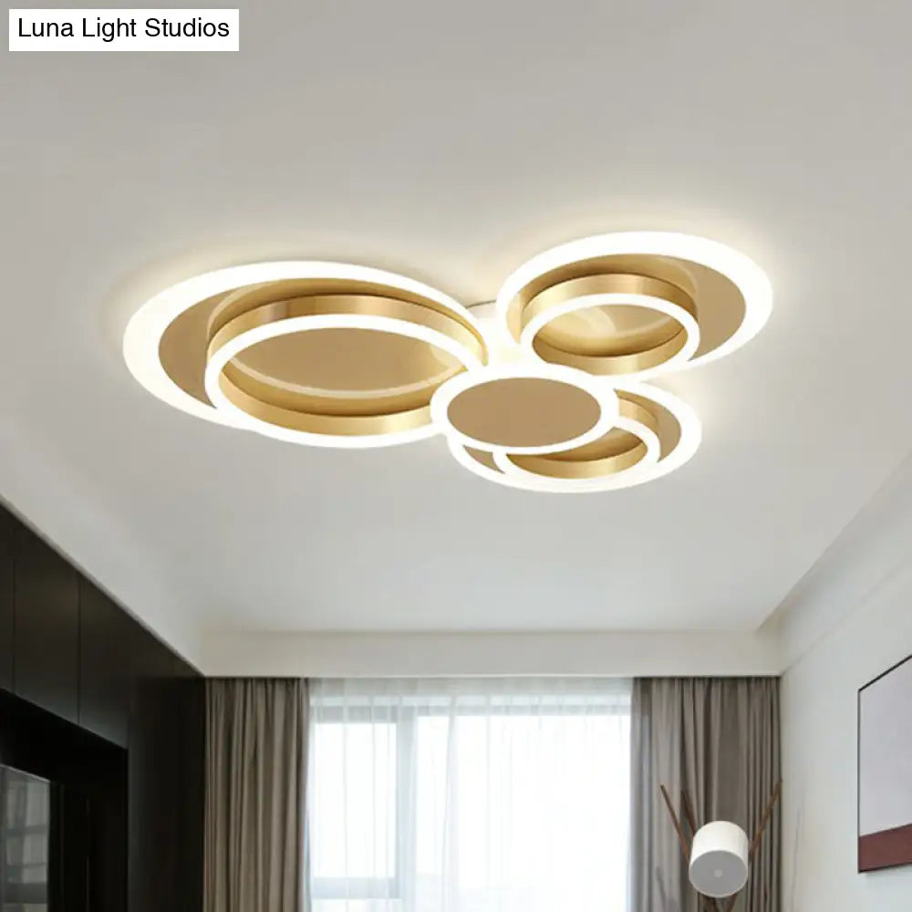 Contemporary Flushmount Led Ceiling Light - Gold Finish Metallic Ring Shape