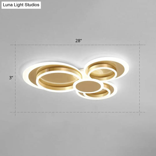 Contemporary Flushmount Led Ceiling Light - Gold Finish Metallic Ring Shape / 28 White