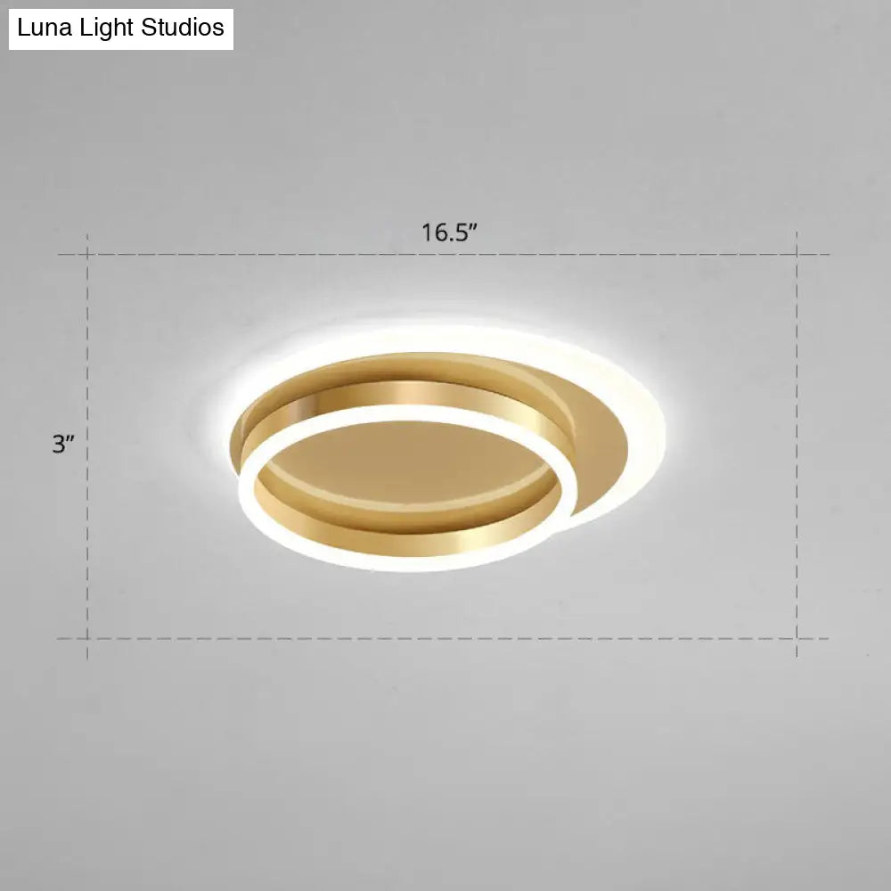 Contemporary Flushmount Led Ceiling Light - Gold Finish Metallic Ring Shape / 16.5 White