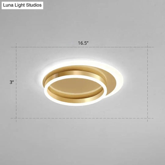 Contemporary Flushmount Led Ceiling Light - Gold Finish Metallic Ring Shape / 16.5 White