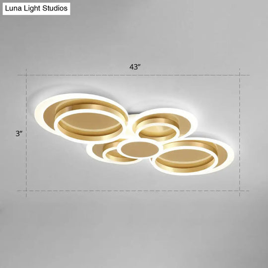 Contemporary Flushmount Led Ceiling Light - Gold Finish Metallic Ring Shape / 43 White