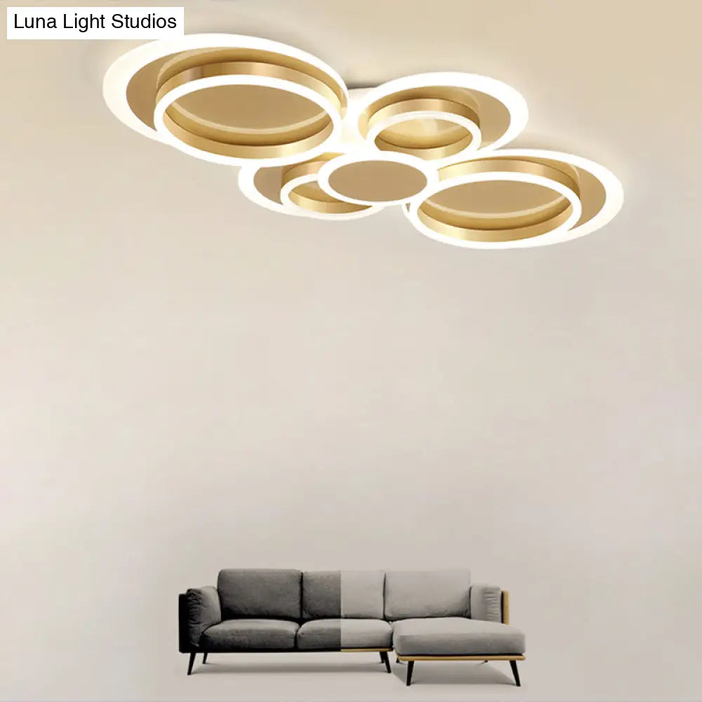 Contemporary Flushmount Led Ceiling Light - Gold Finish Metallic Ring Shape