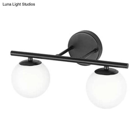 Contemporary Frosted Glass Ball Vanity Lamp With Metal Sconce For Bathrooms