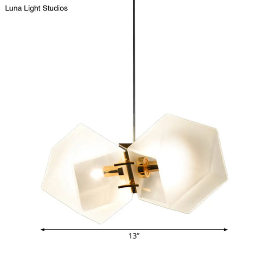 Contemporary Frosted Glass Honeycomb Island Lamp With Brass Ceiling Hang - Modern 2/4/8-Light For