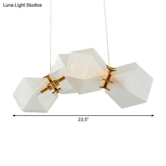 Contemporary Frosted Glass Honeycomb Island Lamp With Brass Ceiling Hang - Modern 2/4/8-Light For