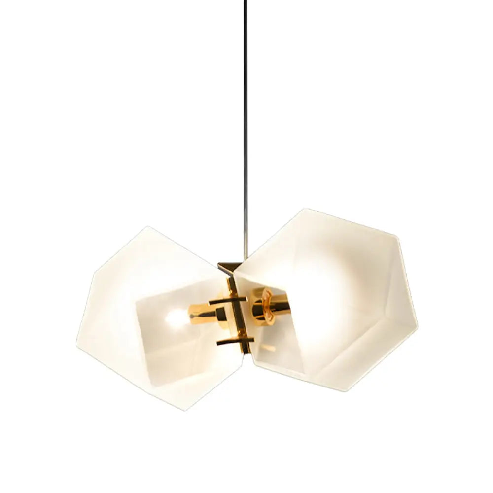 Contemporary Frosted Glass Honeycomb Island Lamp With Brass Ceiling Hang - Modern 2/4/8-Light For