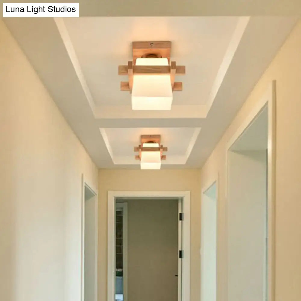Contemporary Frosted Glass Semi - Flush Chandelier For Hallway Ceiling Mount