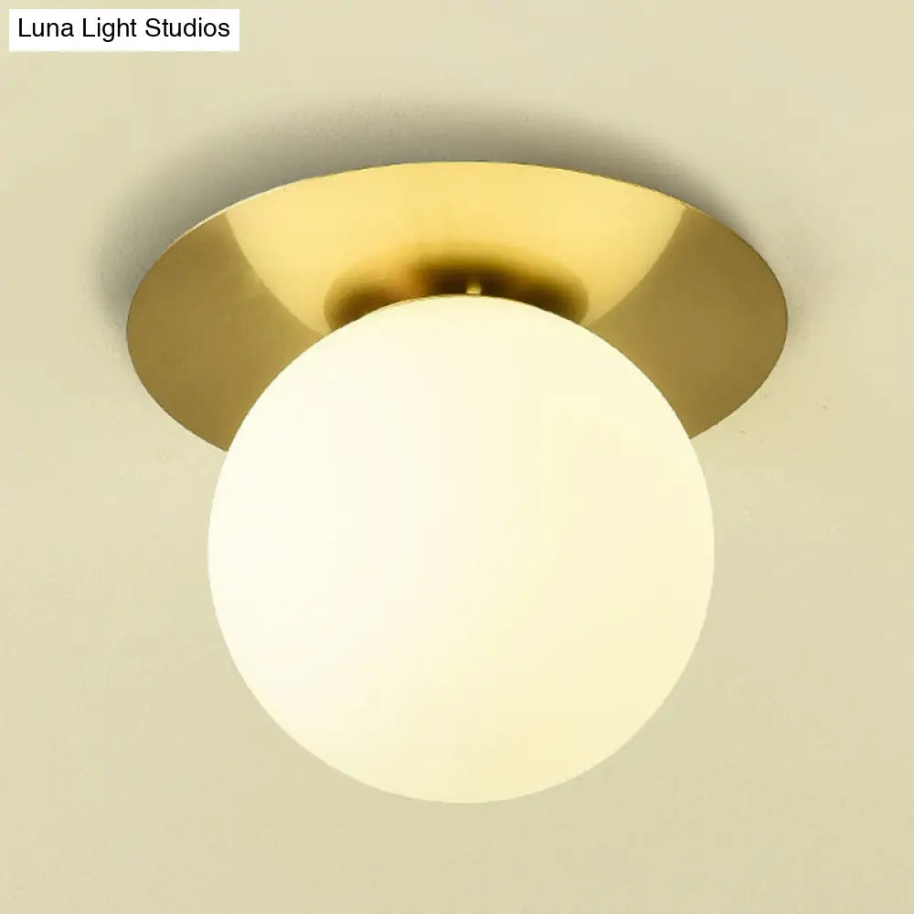 Contemporary Frosted Glass Sphere Semi Flush Chandelier: Stylish Ceiling Mount Light For Hallways