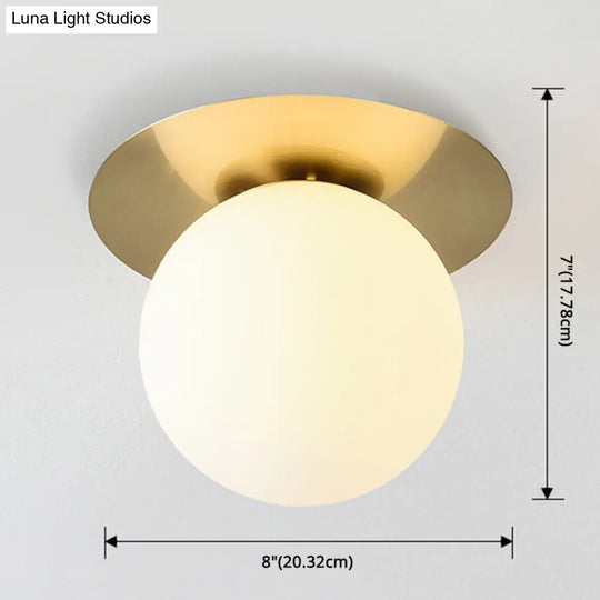 Contemporary Frosted Glass Sphere Semi Flush Chandelier: Stylish Ceiling Mount Light For Hallways