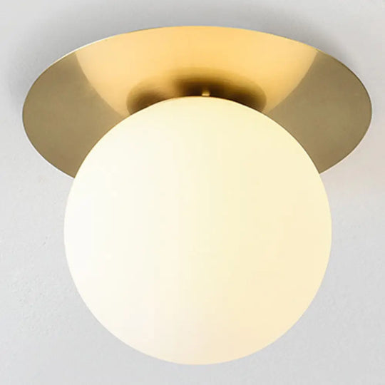 Contemporary Frosted Glass Sphere Semi Flush Chandelier: Stylish Ceiling Mount Light For Hallways