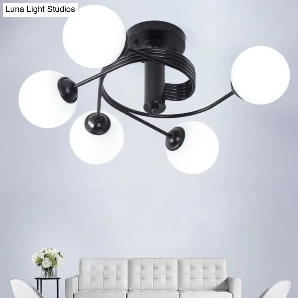 Contemporary Frosted White Glass Flush Mount Ceiling Light For Living Room