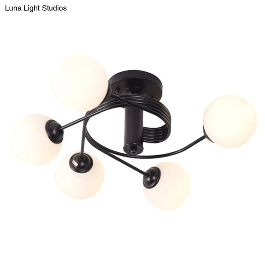 Contemporary Frosted White Glass Flush Mount Ceiling Light For Living Room