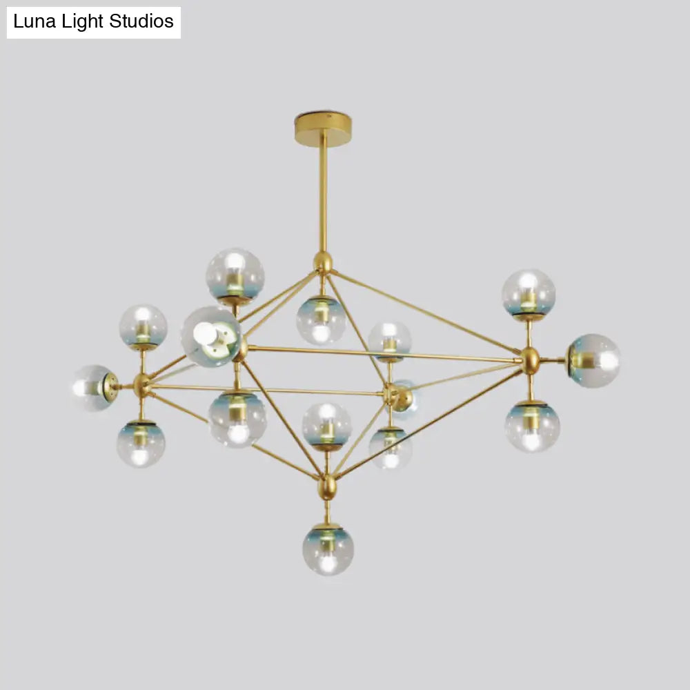 Contemporary Geometric Chandelier - Brass/Gold/Rose Gold 10/15/21 Lights Living Room Pendant