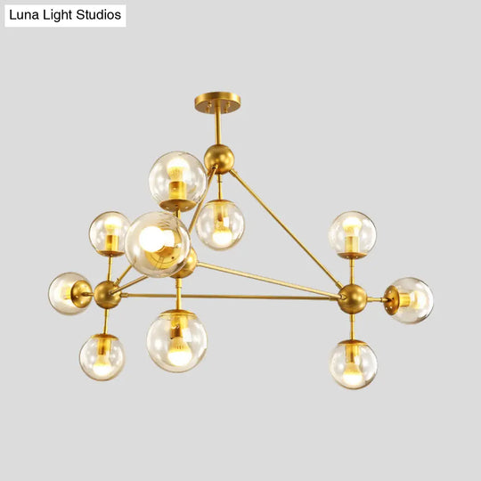 Contemporary Geometric Chandelier - Brass/Gold/Rose Gold 10/15/21 Lights Living Room Pendant