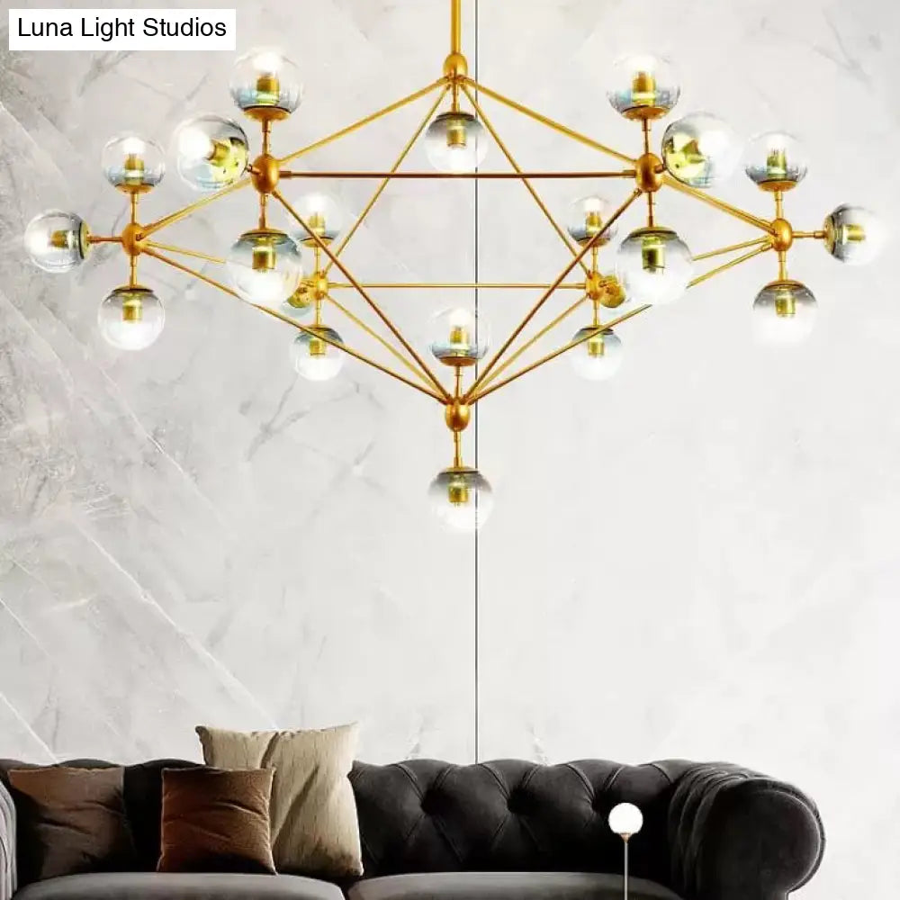 Contemporary Geometric Chandelier - Brass/Gold/Rose Gold 10/15/21 Lights Living Room Pendant