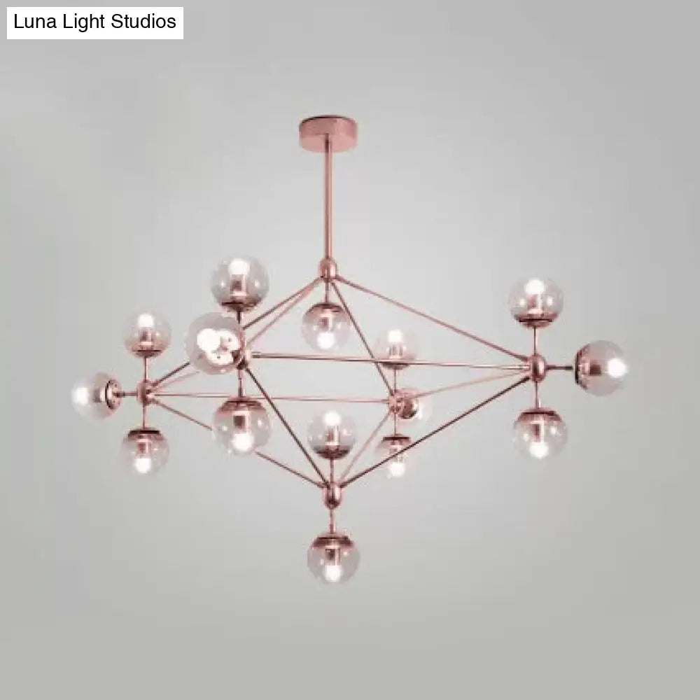 Contemporary Geometric Chandelier - Brass/Gold/Rose Gold 10/15/21 Lights Living Room Pendant