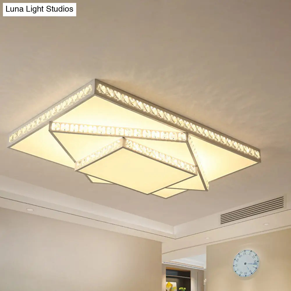 Contemporary Geometric Crystal Ceiling Light With Remote Control Dimming - Led Flush Mount Multiple