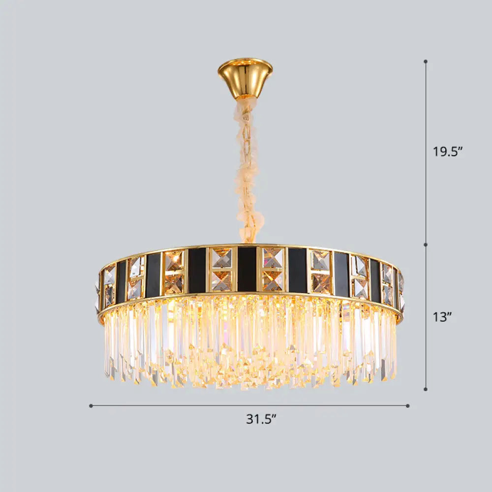 Contemporary Geometric Crystal Chandelier In Gold For Living Room Lighting / 31.5