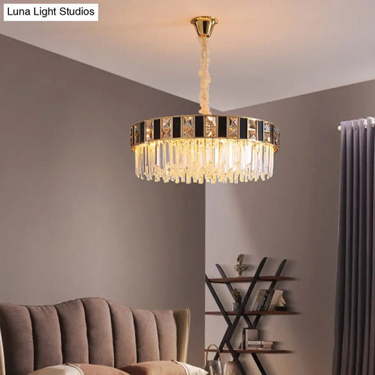 Contemporary Geometric Crystal Chandelier In Gold For Living Room Lighting