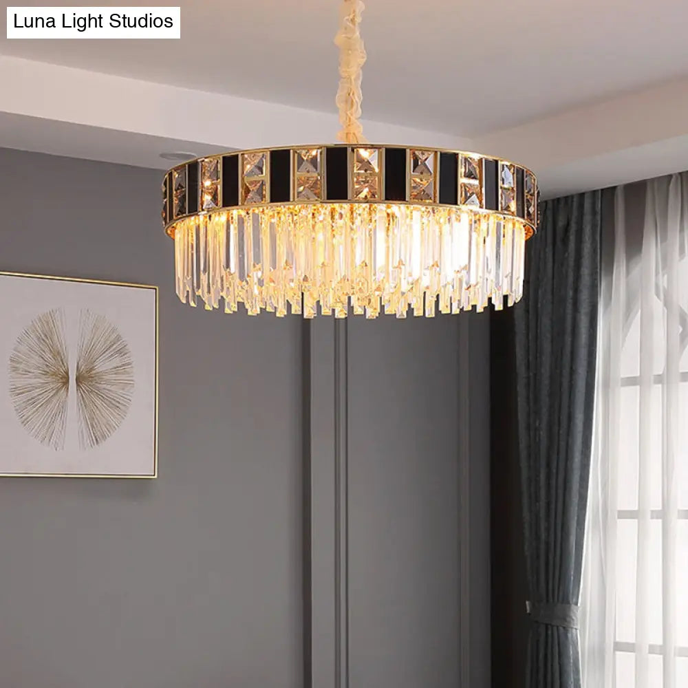 Contemporary Geometric Crystal Chandelier In Gold For Living Room Lighting