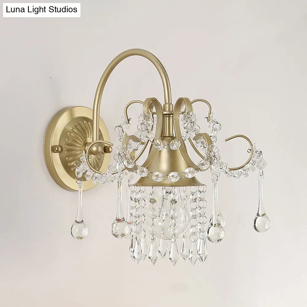 Contemporary Geometric Crystal Gold Wall Sconce Elegant 1-Head Mount Light