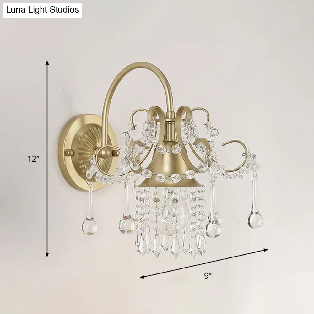 Contemporary Geometric Crystal Gold Wall Sconce Elegant 1-Head Mount Light