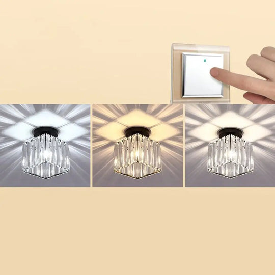 Contemporary Geometric Crystal Prism Flush Mount Led Ceiling Light Fixture Black / Third Gear