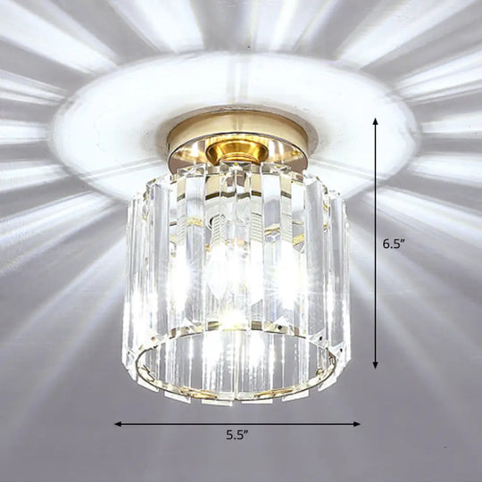 Contemporary Geometric Crystal Prism Flush Mount Led Ceiling Light Fixture Gold / White Round