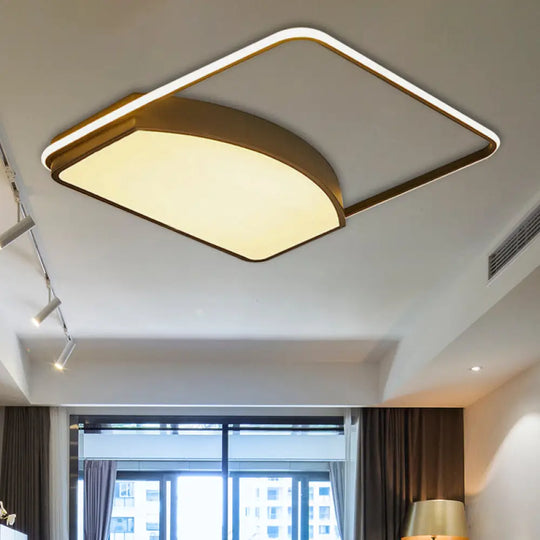 Contemporary Geometric Flush Light Fixture - 21.5’/37.5’ Wide Acrylic Black Led Ceiling Lamp / 21.5’
