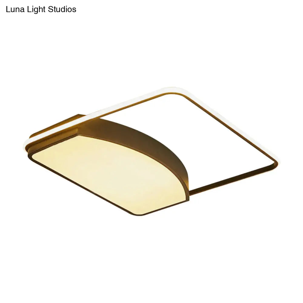 Contemporary Geometric Flush Light Fixture - 21.5’/37.5’ Wide Acrylic Black Led Ceiling Lamp