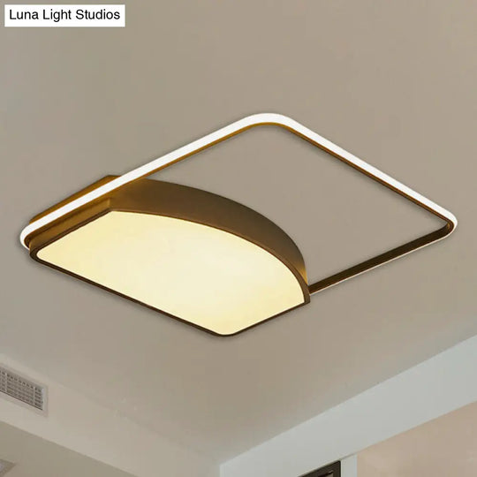 Contemporary Geometric Flush Light Fixture - 21.5/37.5 Wide Acrylic Black Led Ceiling Lamp