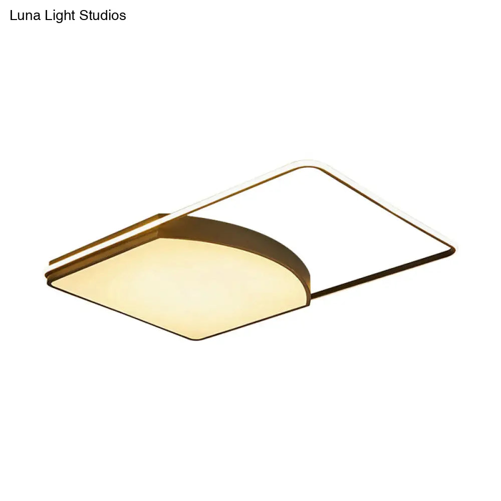Contemporary Geometric Flush Light Fixture - 21.5/37.5 Wide Acrylic Black Led Ceiling Lamp