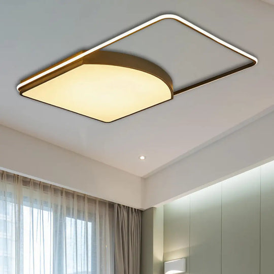 Contemporary Geometric Flush Light Fixture - 21.5’/37.5’ Wide Acrylic Black Led Ceiling Lamp / 37.5’