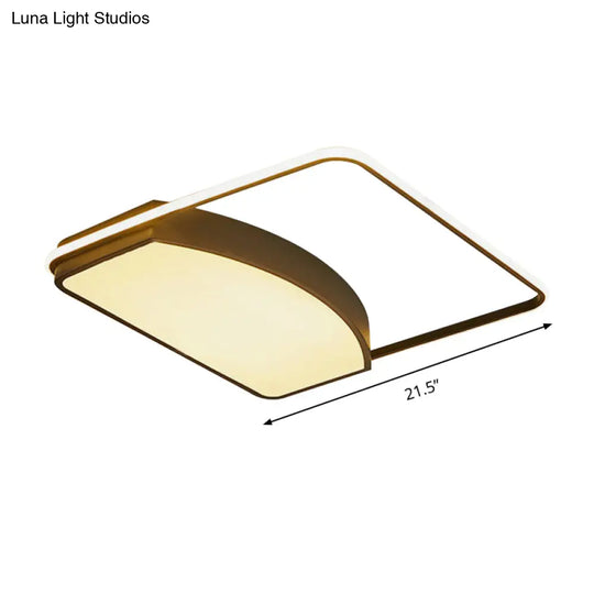 Contemporary Geometric Flush Light Fixture - 21.5’/37.5’ Wide Acrylic Black Led Ceiling Lamp