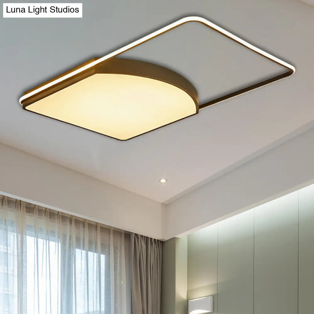 Contemporary Geometric Flush Light Fixture - 21.5/37.5 Wide Acrylic Black Led Ceiling Lamp / 37.5