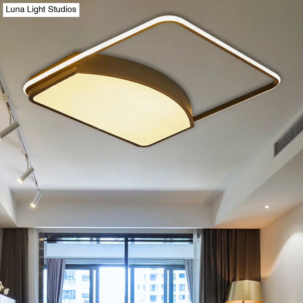 Contemporary Geometric Flush Light Fixture - 21.5/37.5 Wide Acrylic Black Led Ceiling Lamp / 21.5