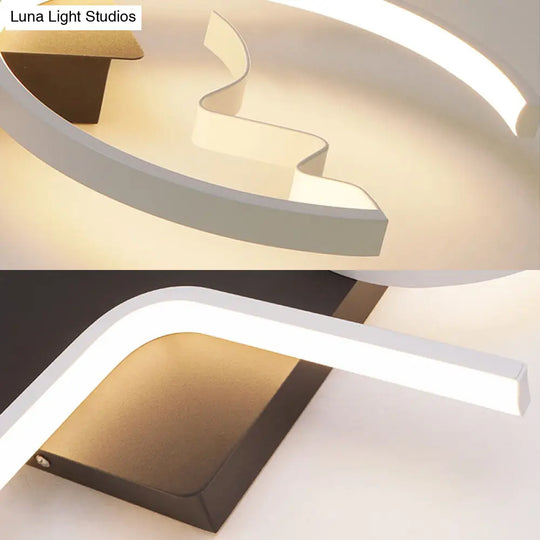 Contemporary Geometric Flush Mount Lighting - Acrylic 3/4 Lights Black/White Warm/White Light