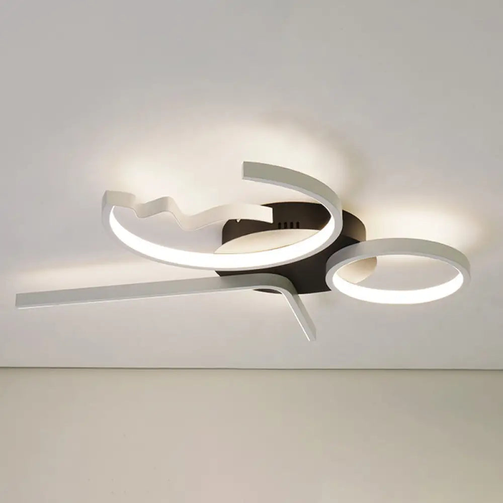 Contemporary Geometric Flush Mount Lighting - Acrylic 3/4 Lights Black/White Warm/White Light 3 /