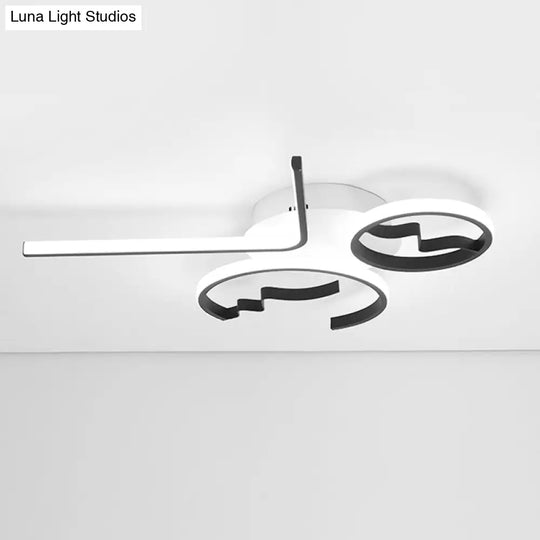 Contemporary Geometric Flush Mount Lighting - Acrylic 3/4 Lights Black/White Warm/White Light 3 /