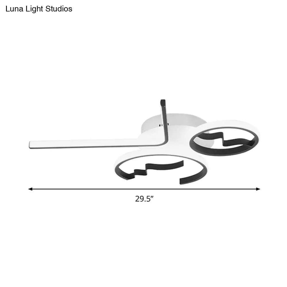 Contemporary Geometric Flush Mount Lighting - Acrylic 3/4 Lights Black/White Warm/White Light