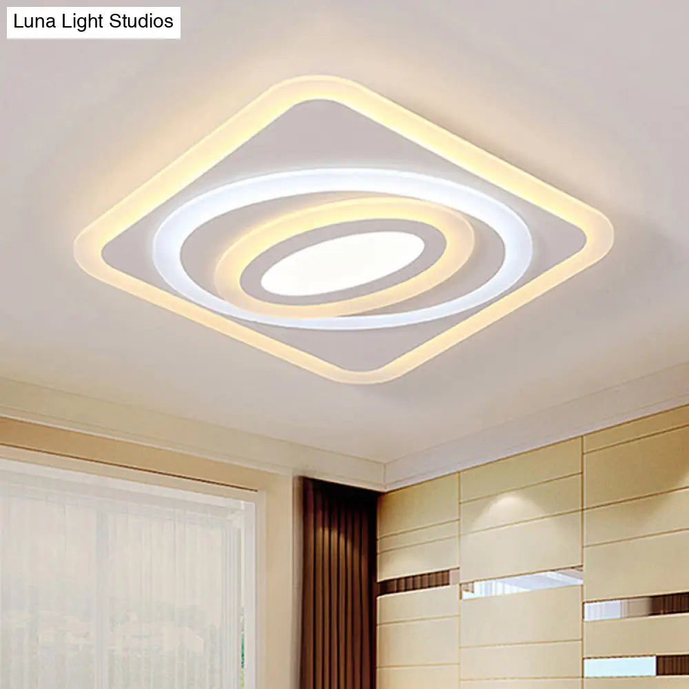 Contemporary Geometric Led Flush Mount Ceiling Light Fixture Warm/White Acrylic 8/19.5 Wide Ideal