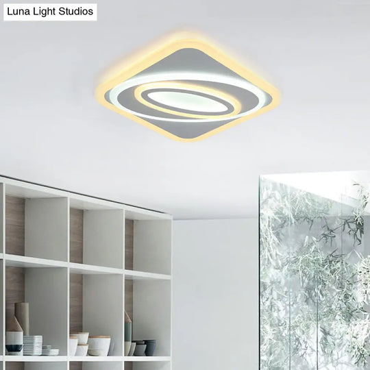 Contemporary Geometric Led Flush Mount Ceiling Light Fixture Warm/White Acrylic 8/19.5 Wide Ideal