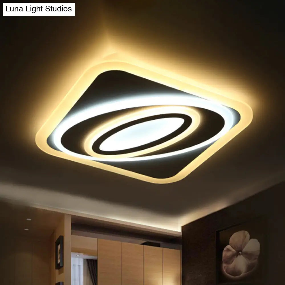 Contemporary Geometric Led Flush Mount Ceiling Light Fixture Warm/White Acrylic 8/19.5 Wide Ideal